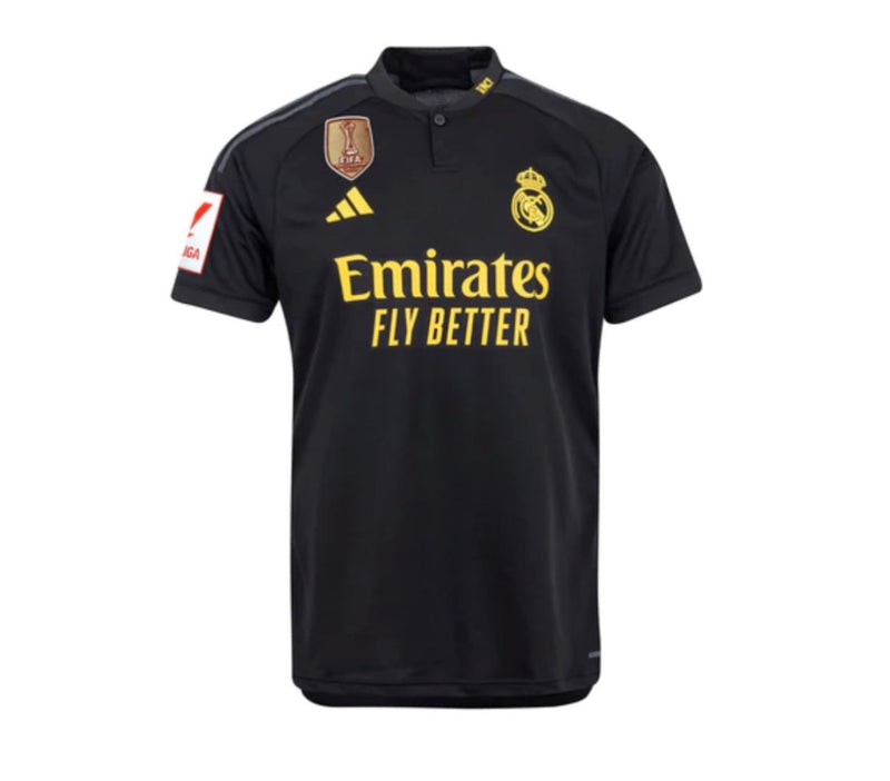 Maillot Real Madrid III avec Patch La Liga + CWC 23/24 - Noir et Jaune