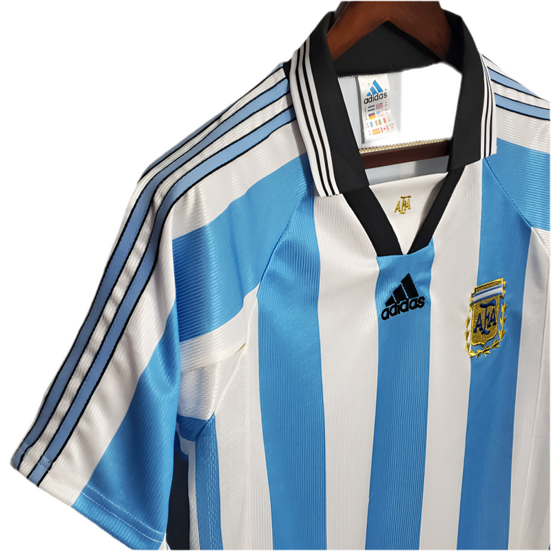 Maillot Sélection Argentine Rétro 1998 Bleu et Branca -