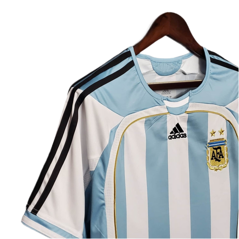 Maillot Sélection Argentine Rétro 2006 Bleu et Branca-