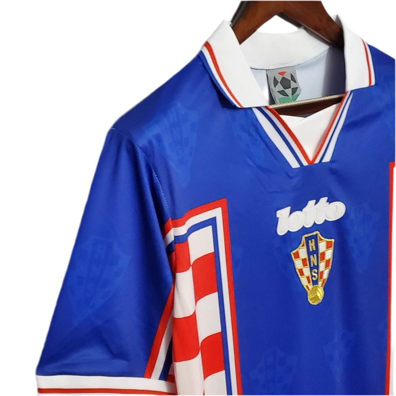 Maillot Croatie Rétro 1998 Bleu, Rouge et Branca - Lotto