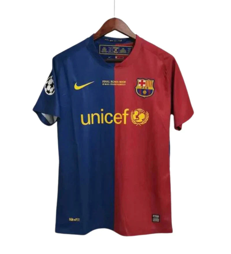 Maillot Barcelone Rétro avec Patch UEFA 2008/2009 - Bleu et Rouge