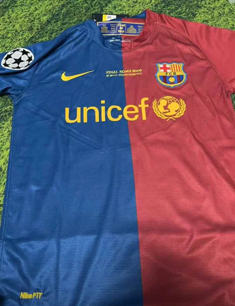 Maillot Barcelone Rétro avec Patch UEFA 2008/2009 - Bleu et Rouge