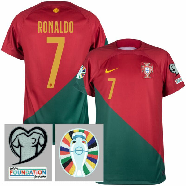 Maillot Portugal I [Avec patchQualification Euro 2024] 22/23 - Rouge - Ronaldo #7