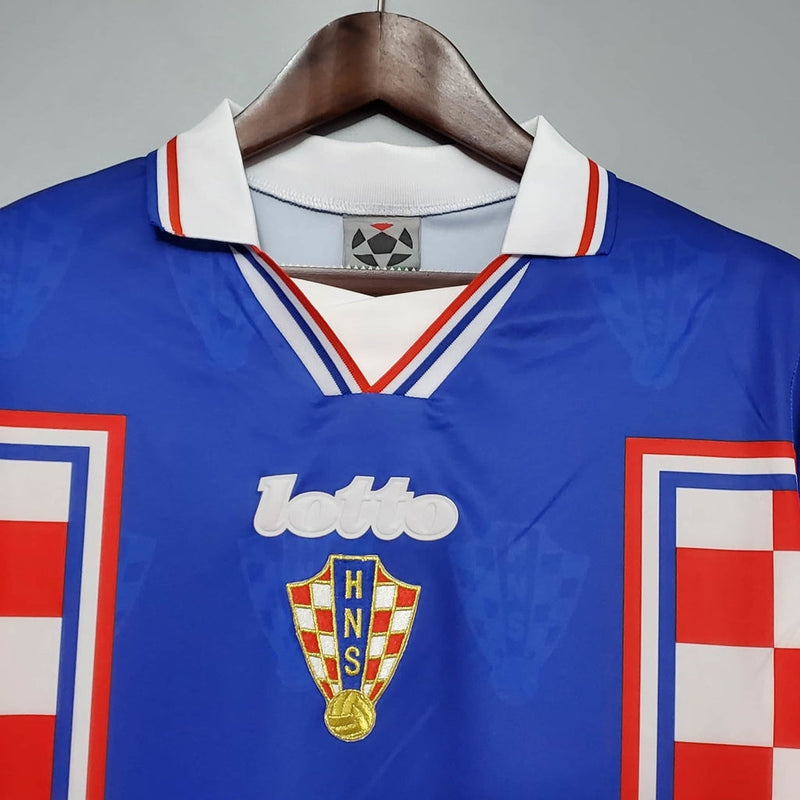 Maillot Croatie Rétro 1998 Bleu, Rouge et Branca - Lotto