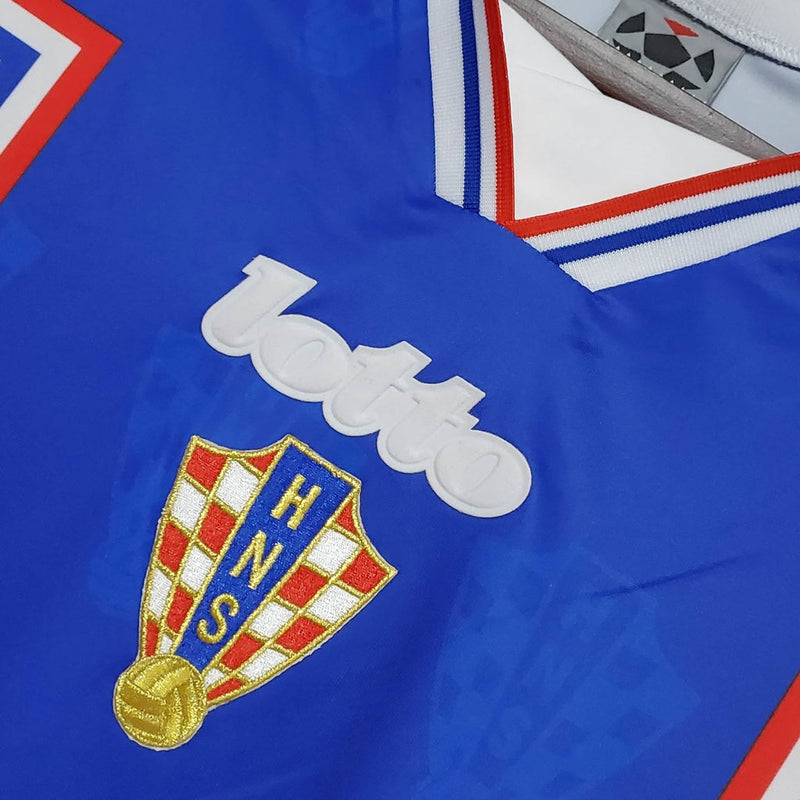 Maillot Croatie Rétro 1998 Bleu, Rouge et Branca - Lotto