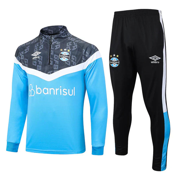 Survêtement Grêmio 23/24 - Bleu et Preto Avec fermeture éclair