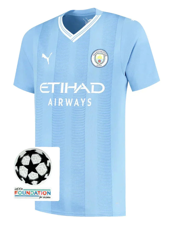 Maillot Manchester City I avec PATCH 23/24 - Bleu et Blanc