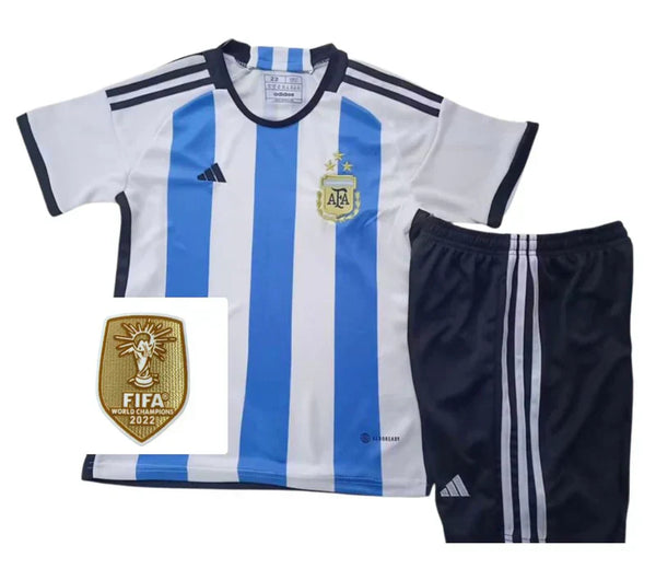 Trousse pour enfant Argentine 3 Étoiles 22/23 - Avec patchChampion Coupe du Monde